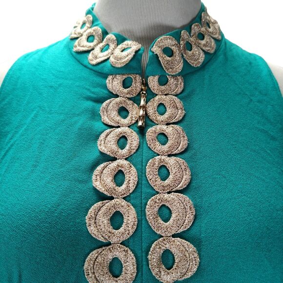 Lilly Pulitzer Jane Mini Dress Size 10 Zip Front Green Rayon Retro 60s - Picture 5 of 12